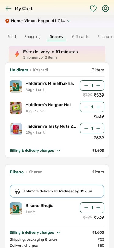 Cart and checkout
